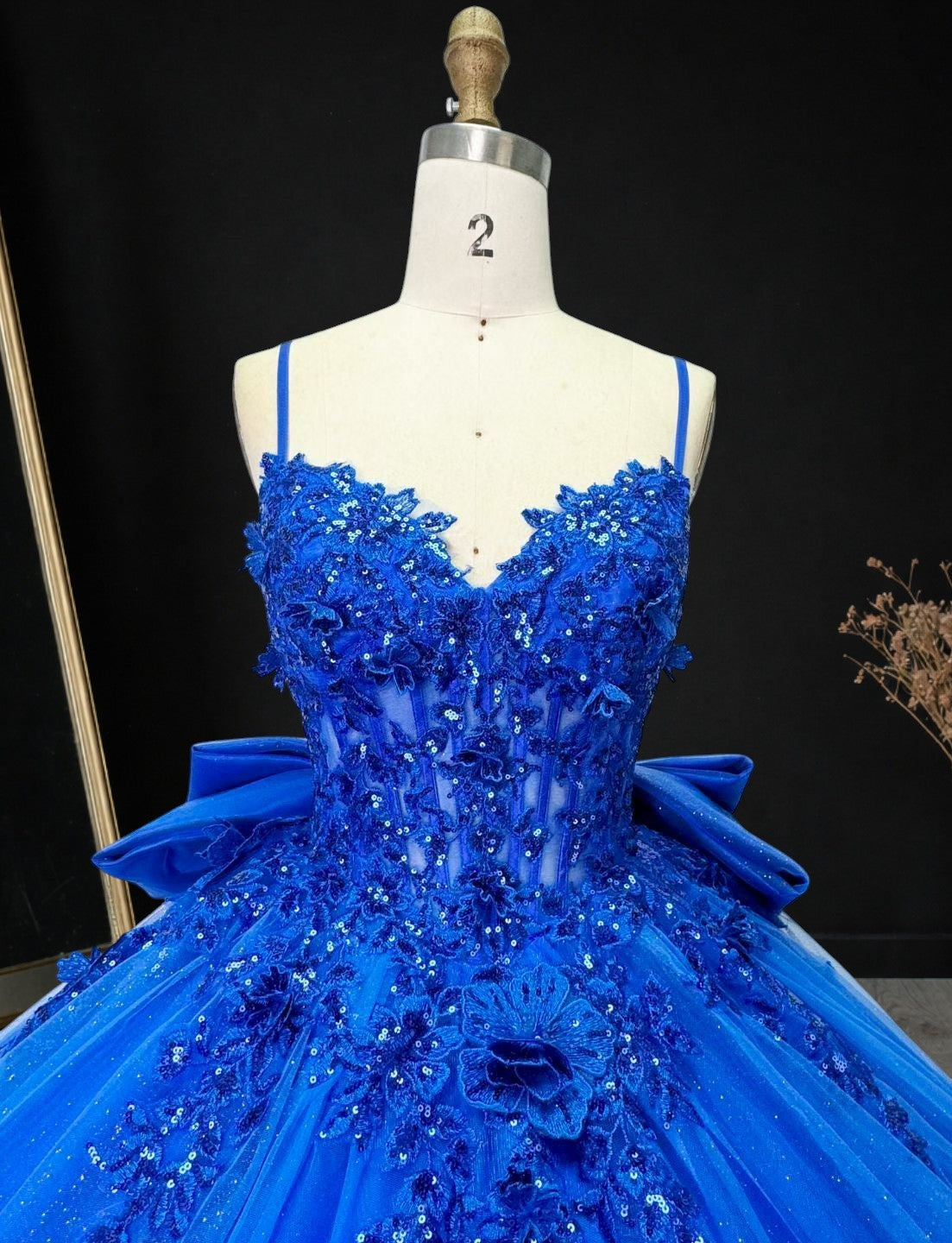 Princess Blue Ball Gown Cold Shoulder Tulle Birthday Dress CZ157