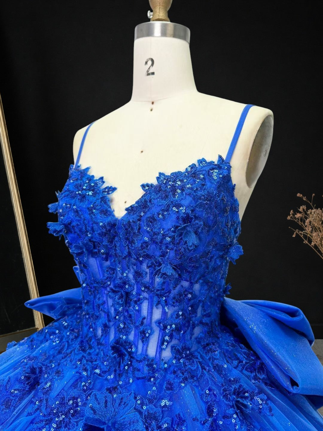 Princess Blue Ball Gown Cold Shoulder Tulle Birthday Dress CZ157