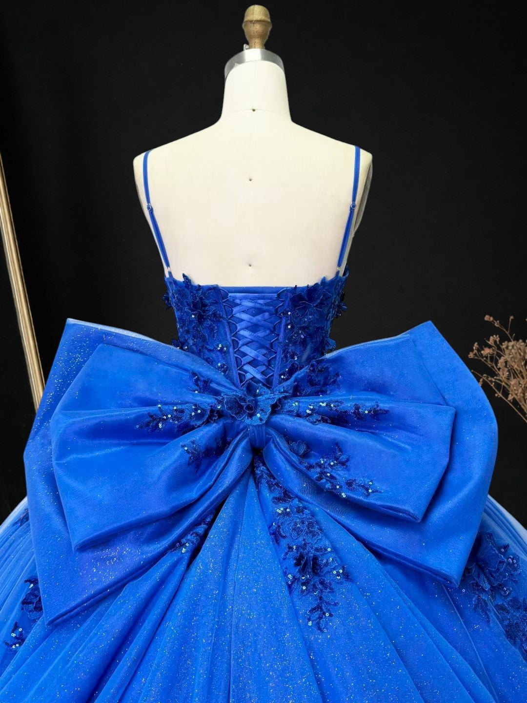 Princess Blue Ball Gown Cold Shoulder Tulle Birthday Dress CZ157