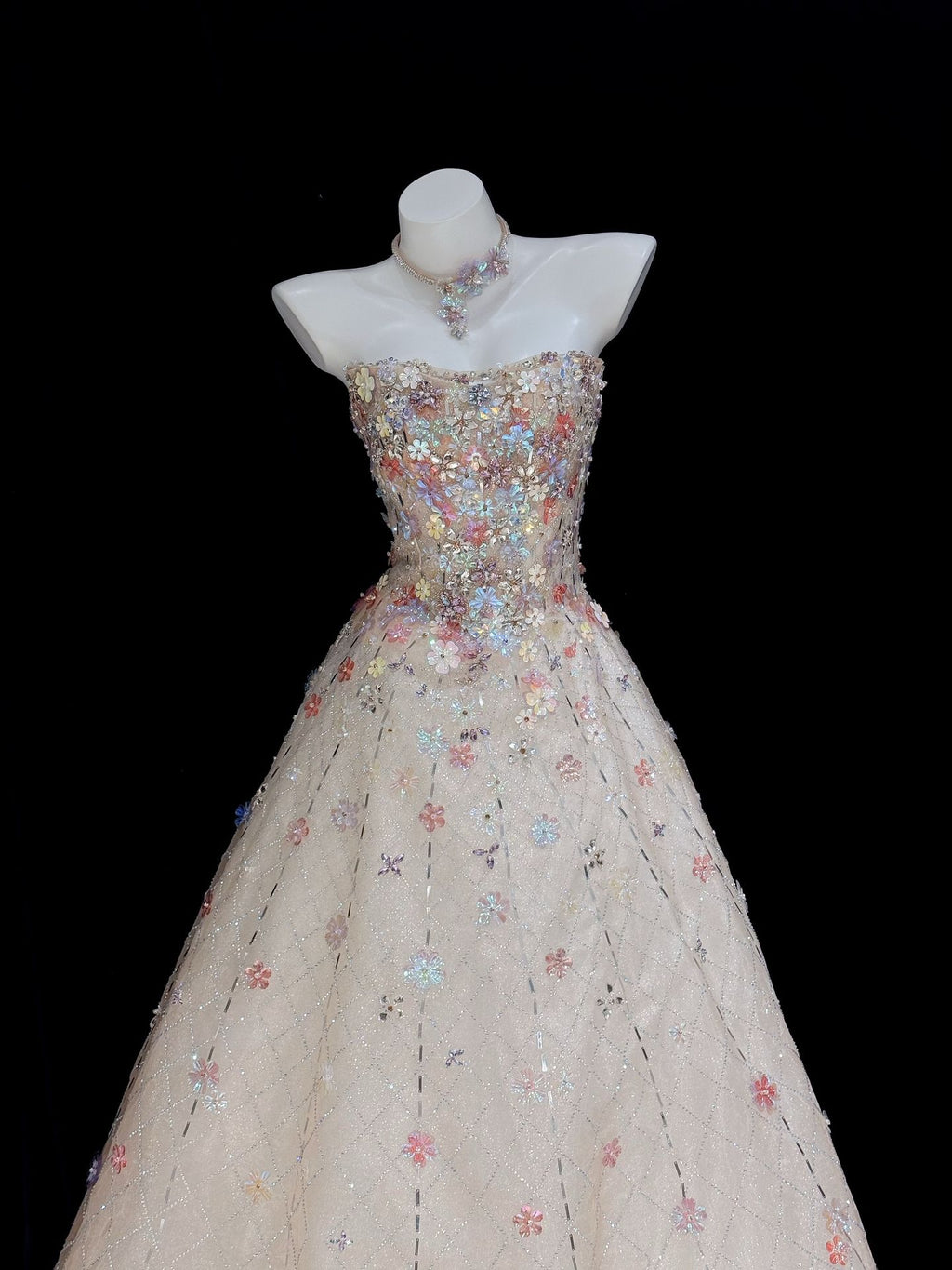 Romantic Strapless Embellished Formal Dress with Train SL163