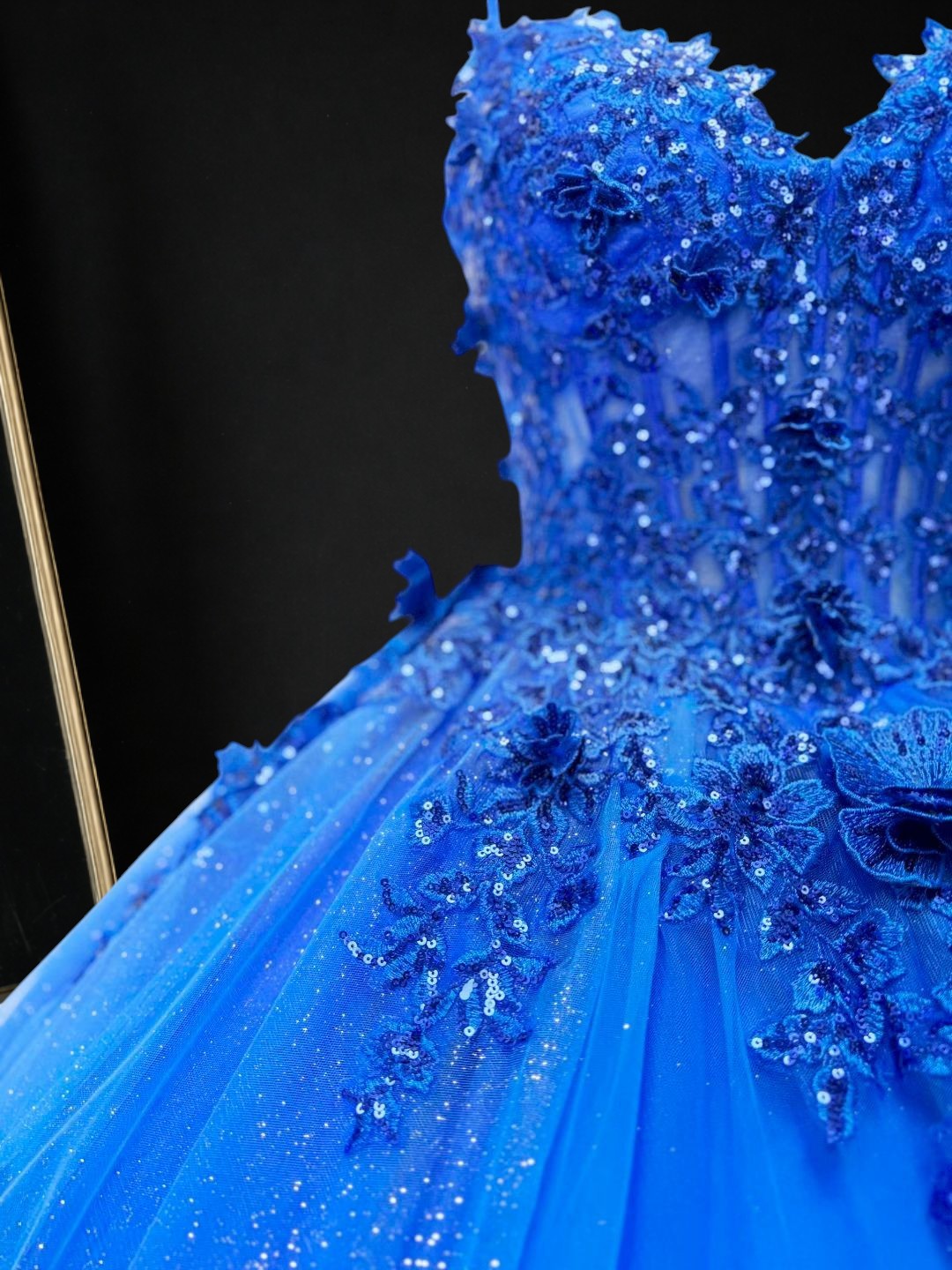 Princess Blue Ball Gown Cold Shoulder Tulle Birthday Dress CZ157