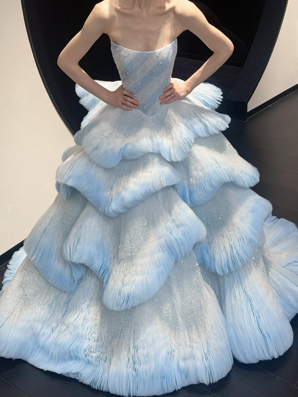Luxury Layered Blue Tulle Ball Gown Bridal Dress LO213