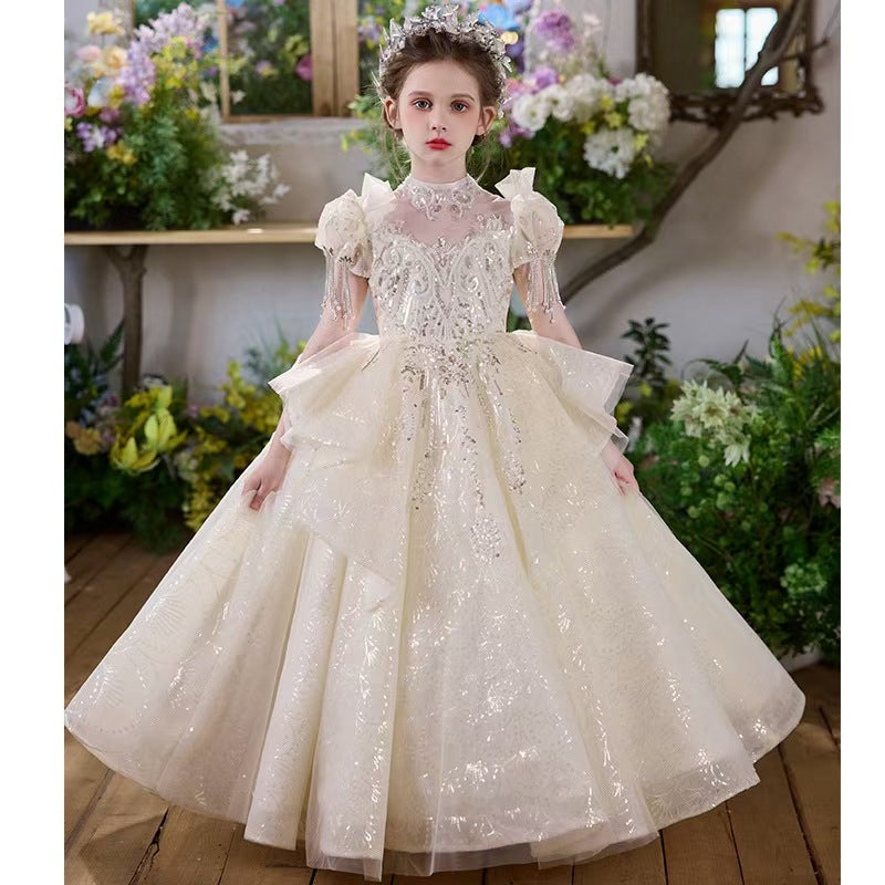 Champagne Flower Girl Dress for European Manor Celebrations L028