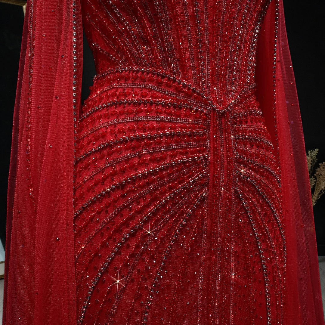 Luxury Beaded Evening Dress with Sparkling Cape Train YL134