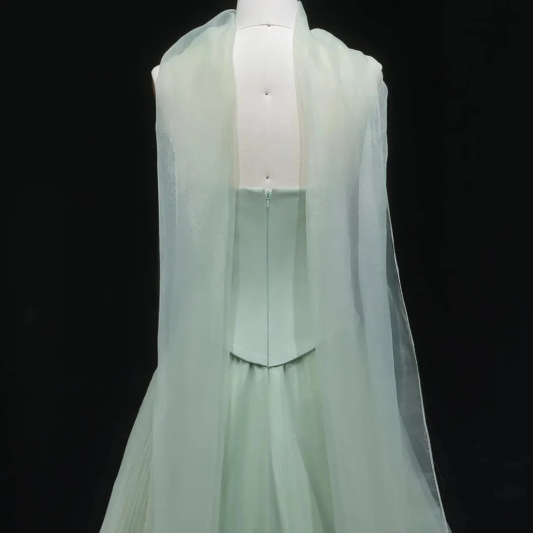 Elegant Green Strapless 3D Flower Evening Dress for Wedding YL137