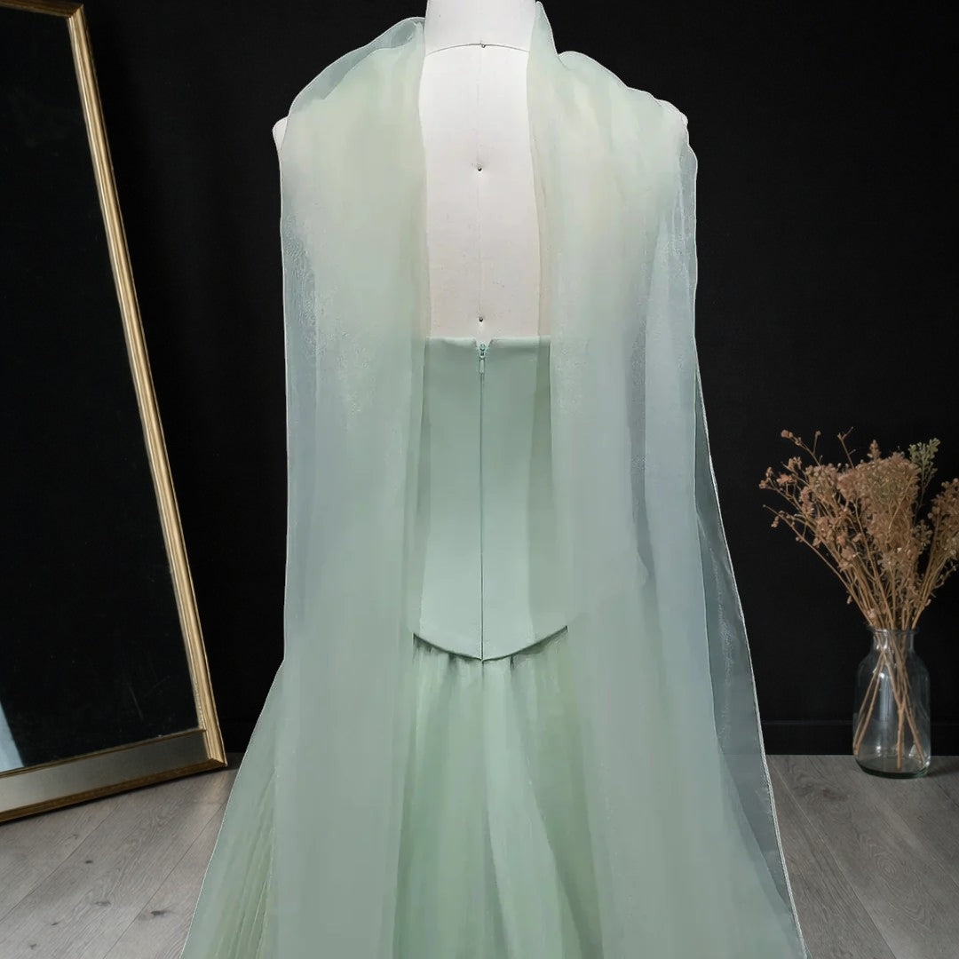 Elegant Green Strapless 3D Flower Evening Dress for Wedding YL137