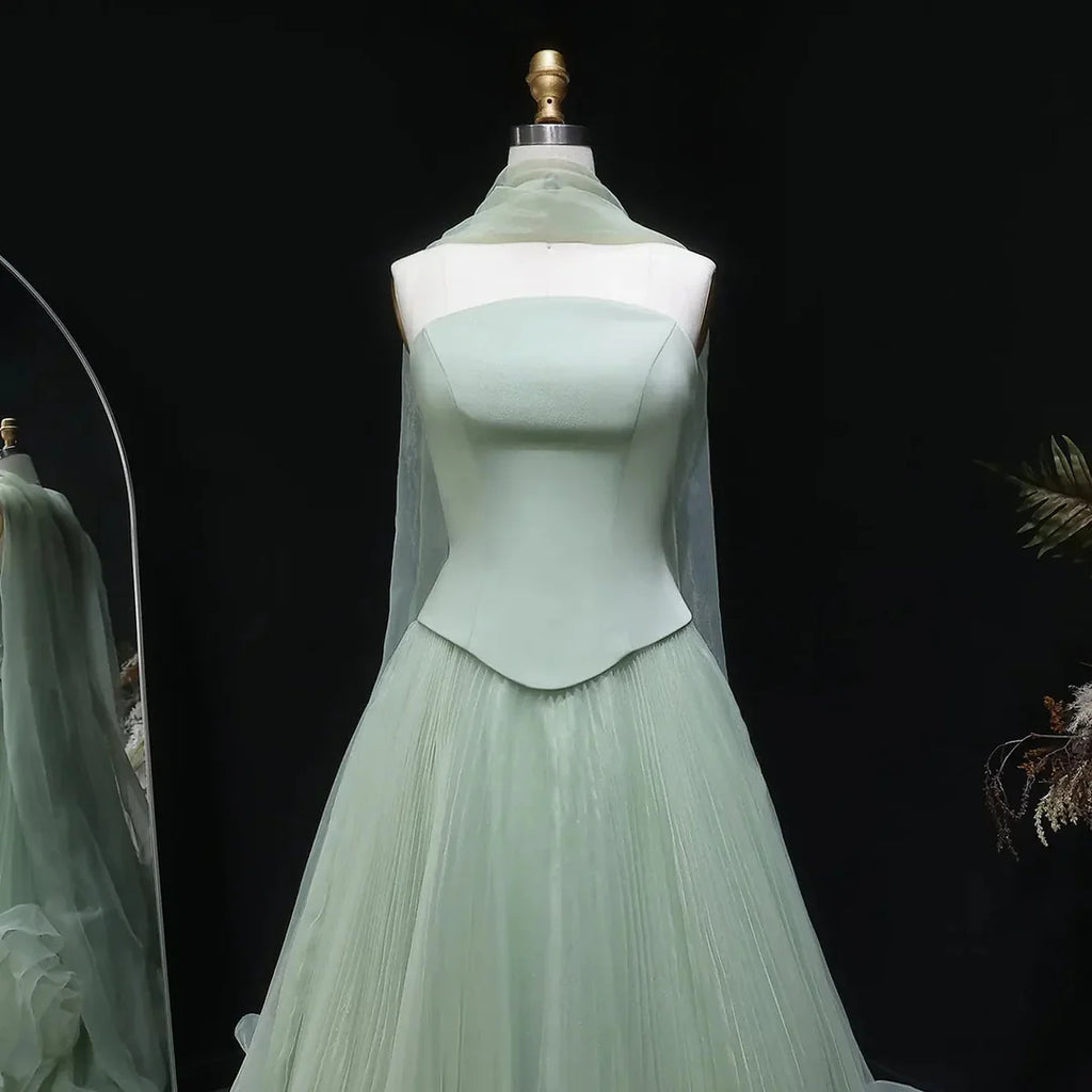 Elegant Green Strapless 3D Flower Evening Dress for Wedding YL137