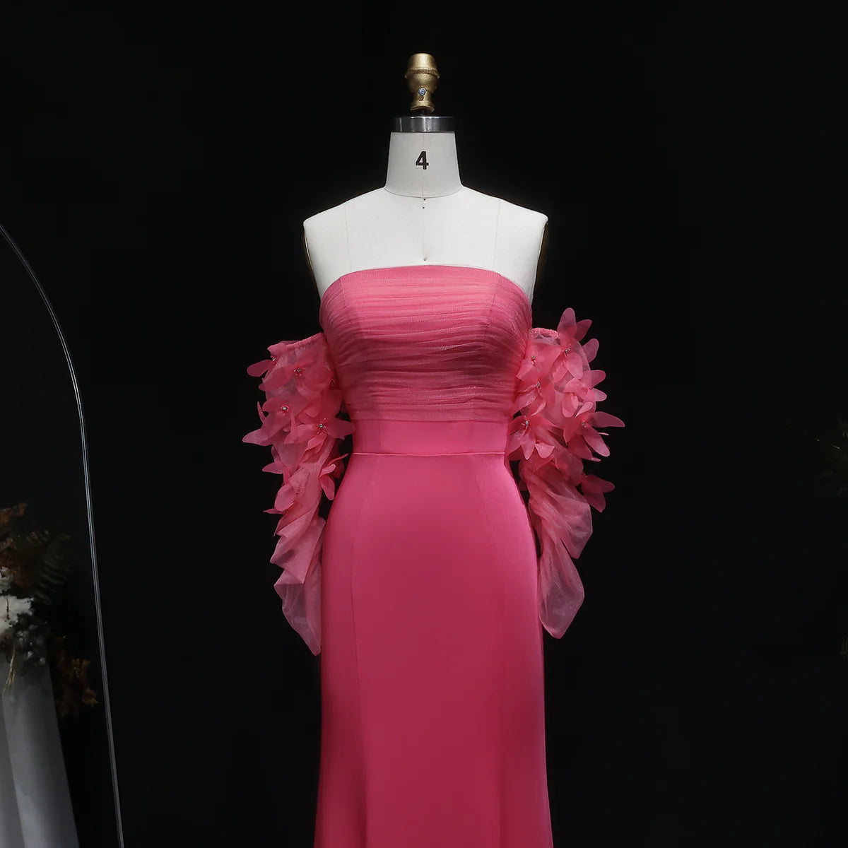 Luxury Pink Strapless 3D Embellished Evening Dress YL143