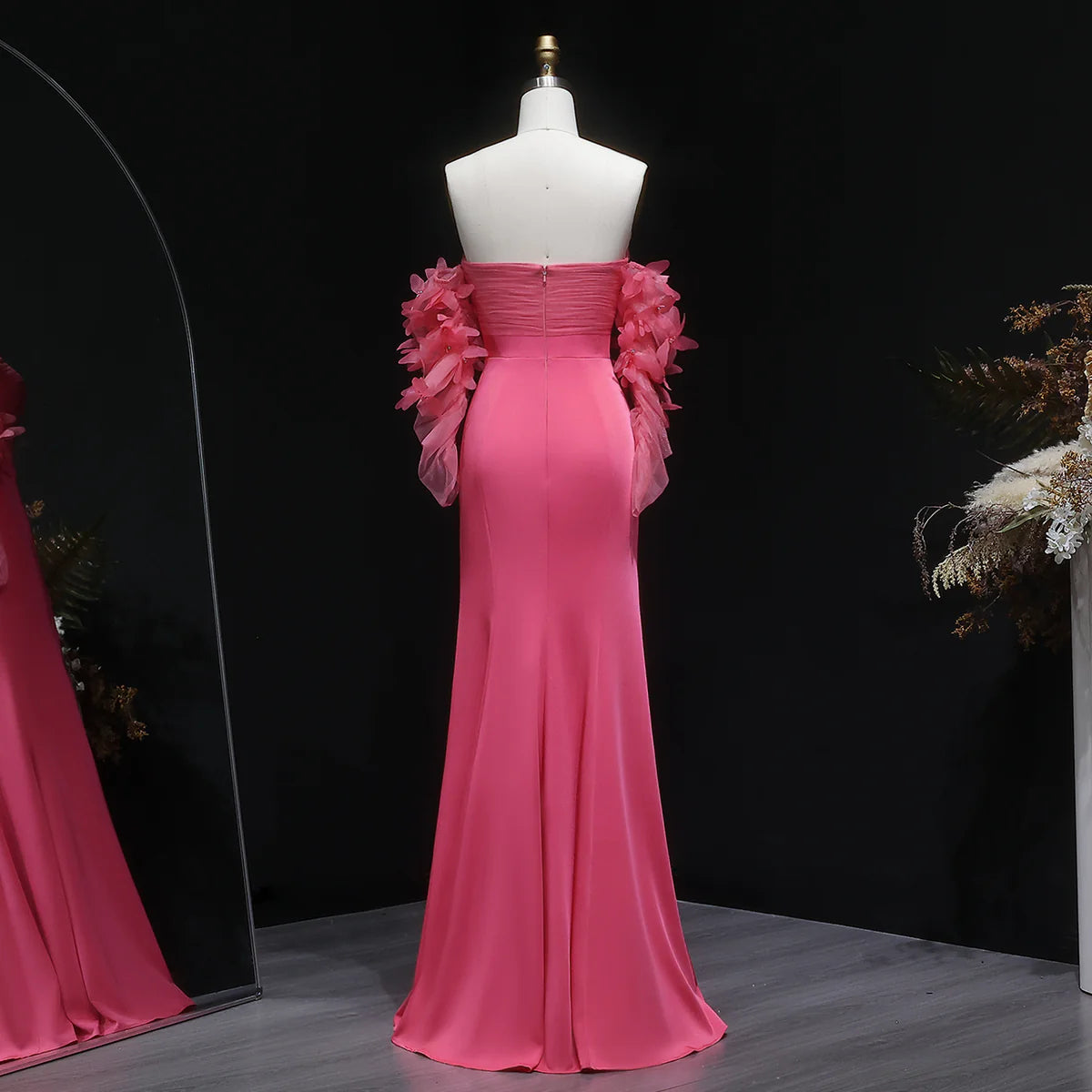 Luxury Pink Strapless 3D Embellished Evening Dress YL143