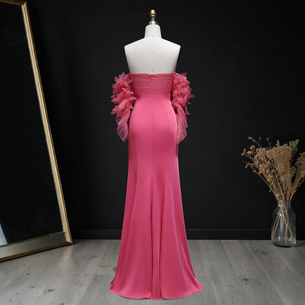 Luxury Pink Strapless 3D Embellished Evening Dress YL143