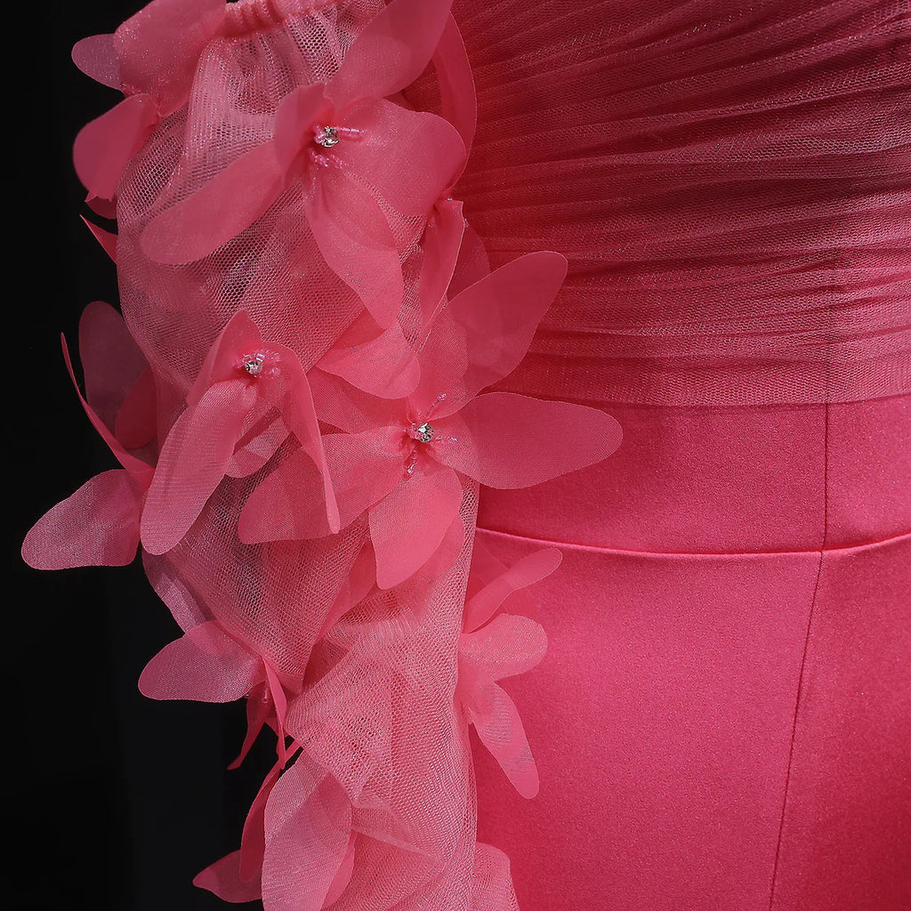 Luxury Pink Strapless 3D Embellished Evening Dress YL143