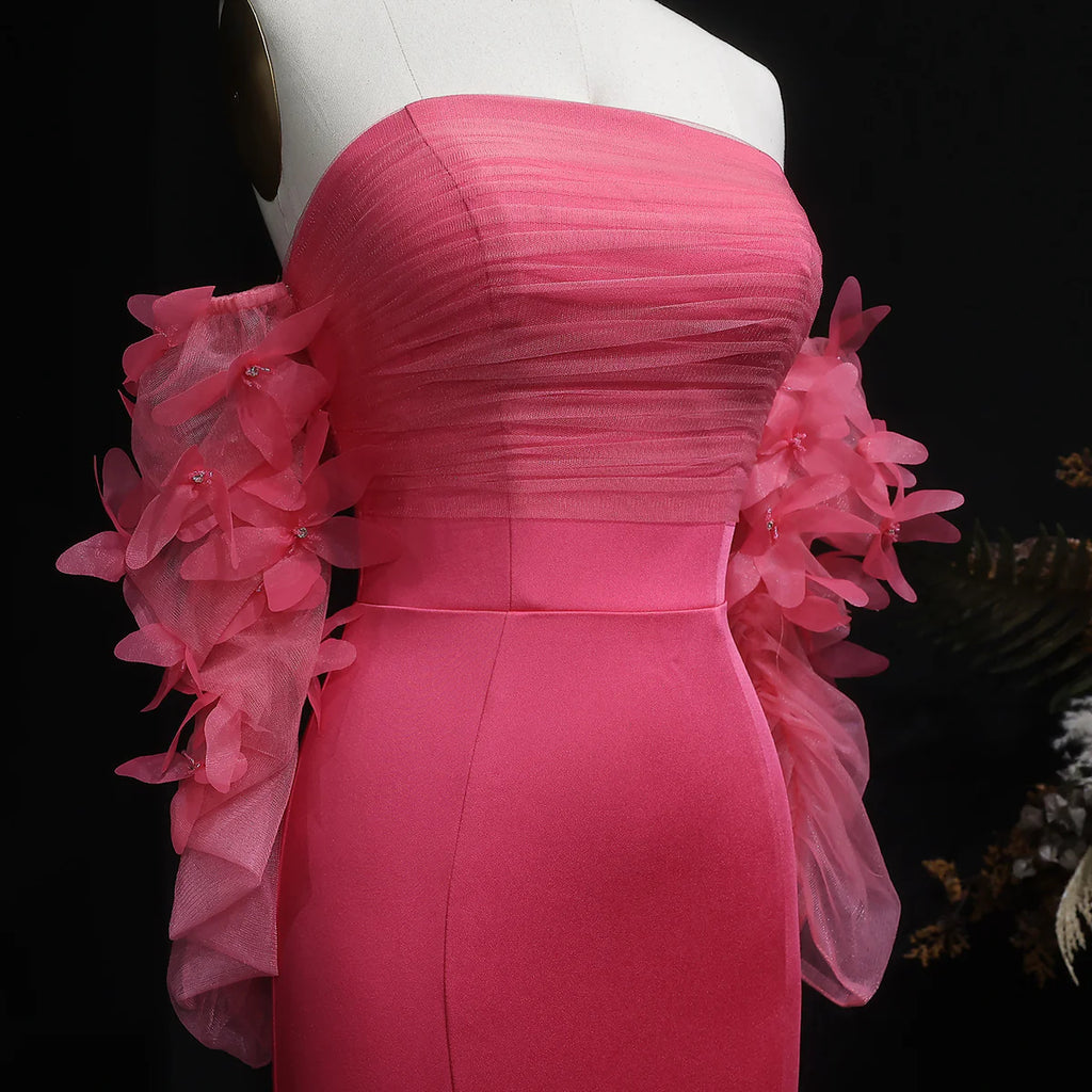 Luxury Pink Strapless 3D Embellished Evening Dress YL143