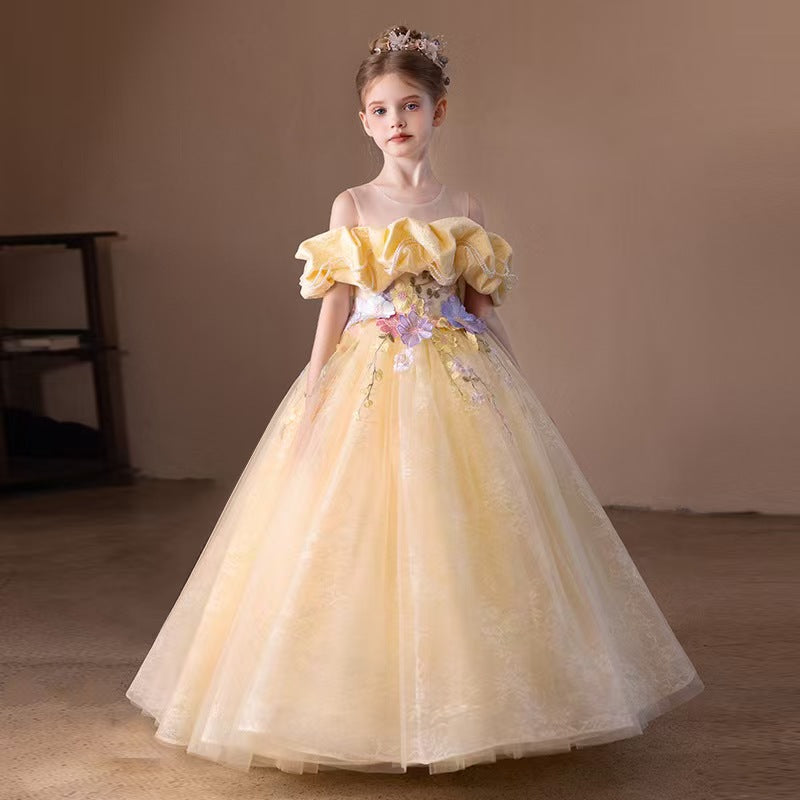 Charming Yellow Flower Girl Dress for Garden themed Weddings L016
