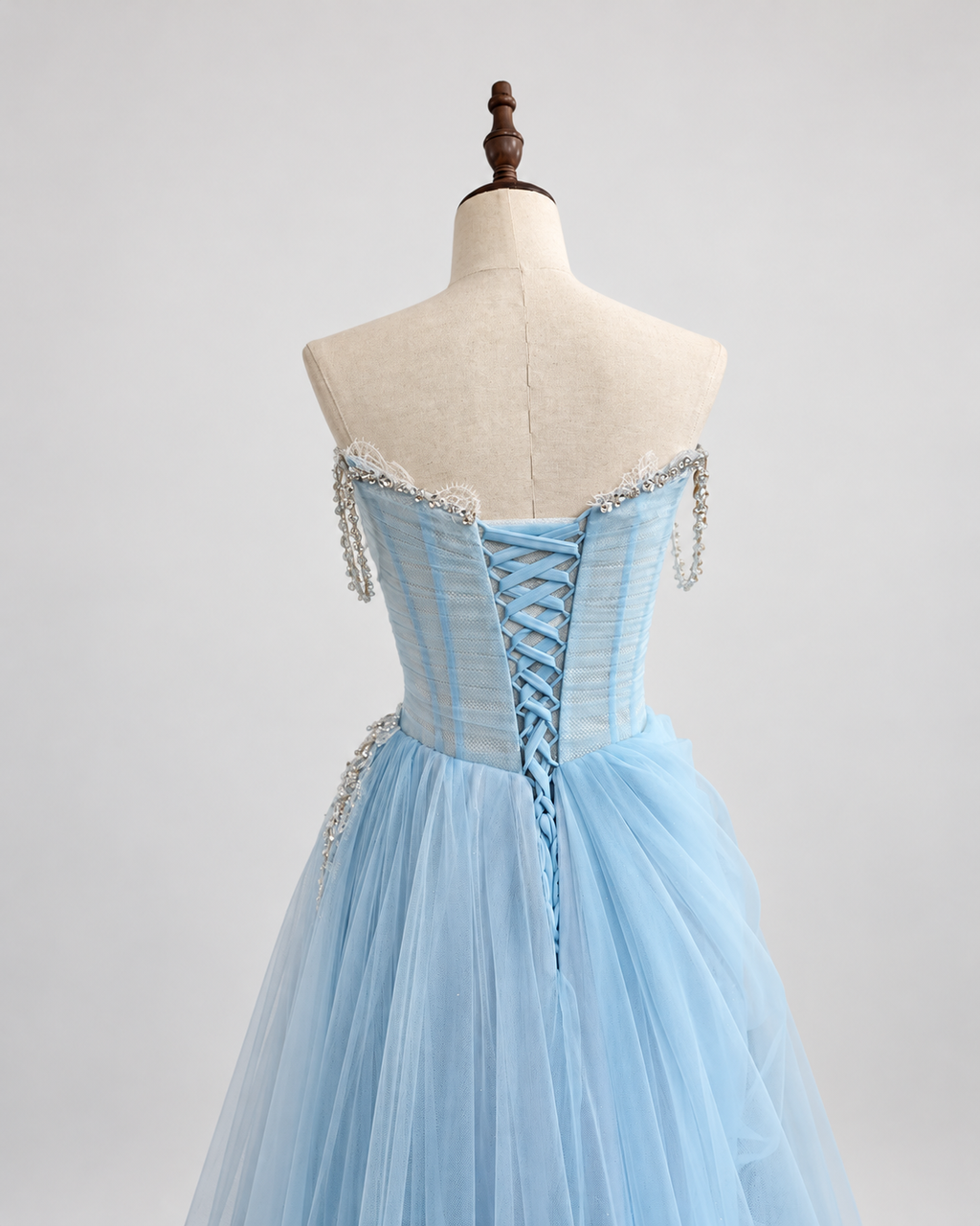 Sparkling Light Blue Crystal Butterfly Prom Dress EL103