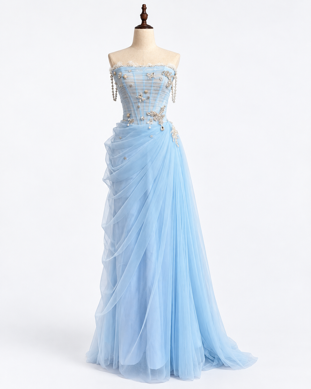 Sparkling Light Blue Crystal Butterfly Prom Dress EL103