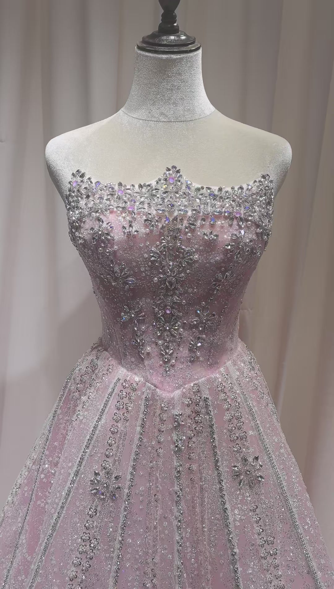 Sparkly Ball Gown Evening Dress with Detachable Sleeves SL228