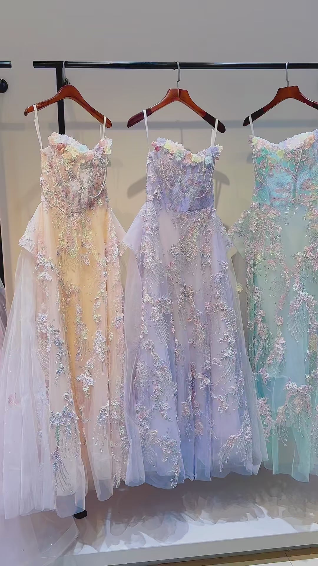 Luxury Garden Floral Evening Gown with Hand Beaded Embroidery WL165