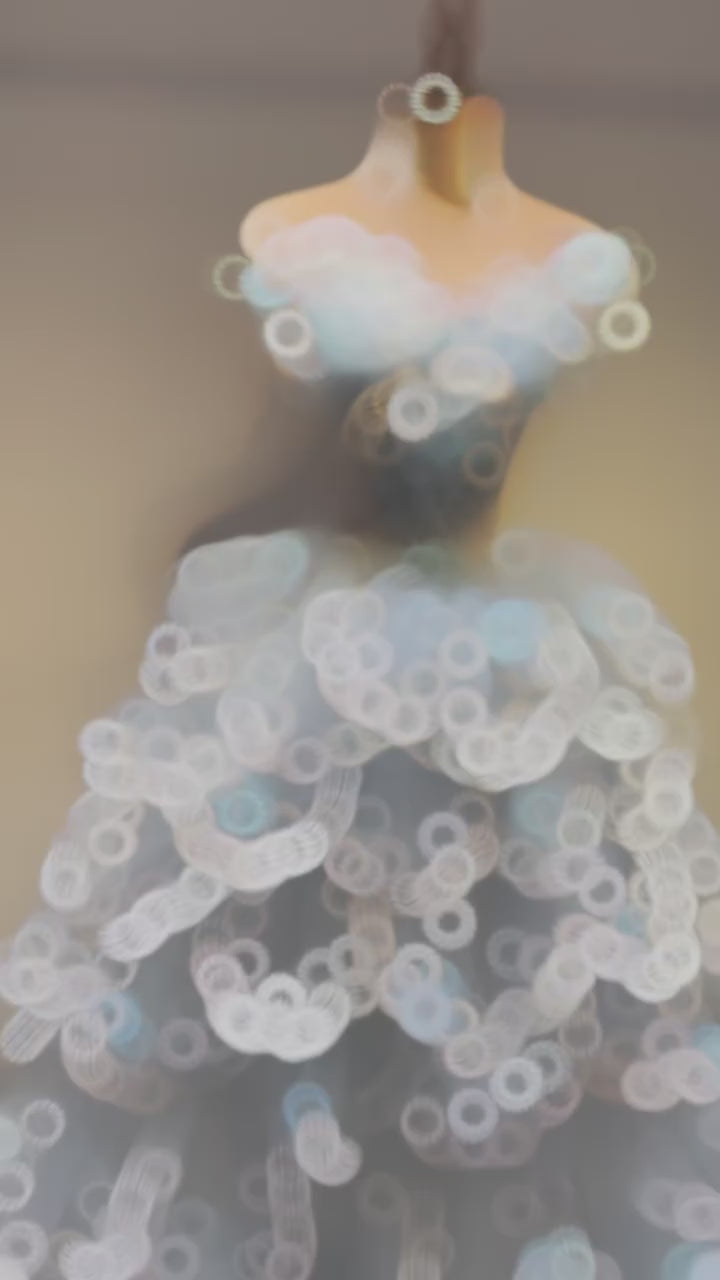 Luxury Blush Pink 3D Floral Layered Tulle Ball Gown Evening Dress YL146