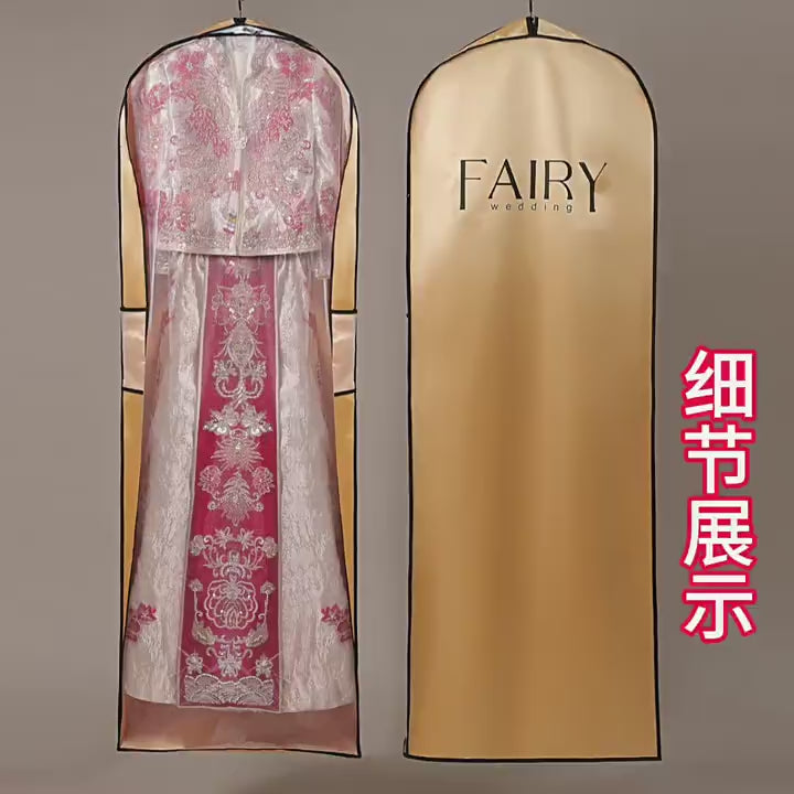 Luxury Wedding Dress Dust Bag  Gold with Secure Zipper not Foldable Garment Protector