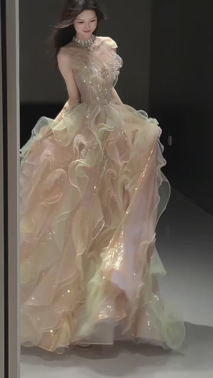 TwinkleGowns SL215 Romantic Blush Pink Strapless Couture Evening Gown