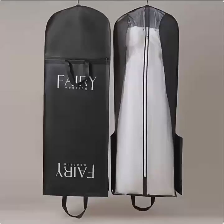 Premium Wedding Dress Protector Elegant Black with Custom Branding Zippered Foldable Clothes Case