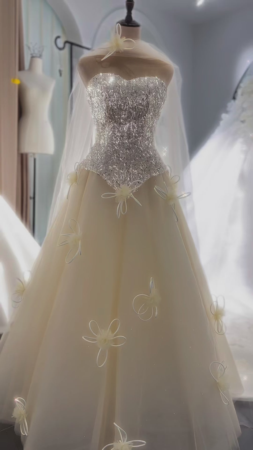 Elegant couture floral ball gown evening dress WL167