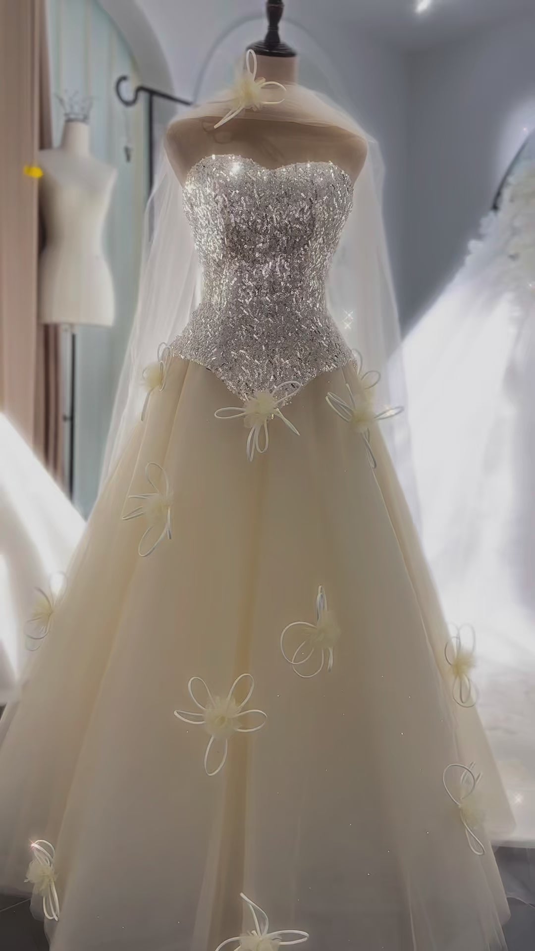 Elegant couture floral ball gown evening dress WL167