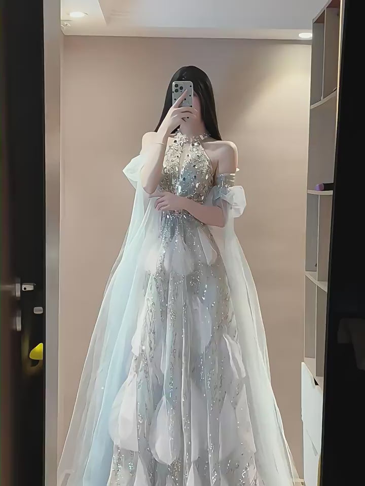 Couture Glitter with 3D Floral Details Princess Prom Dress SL155