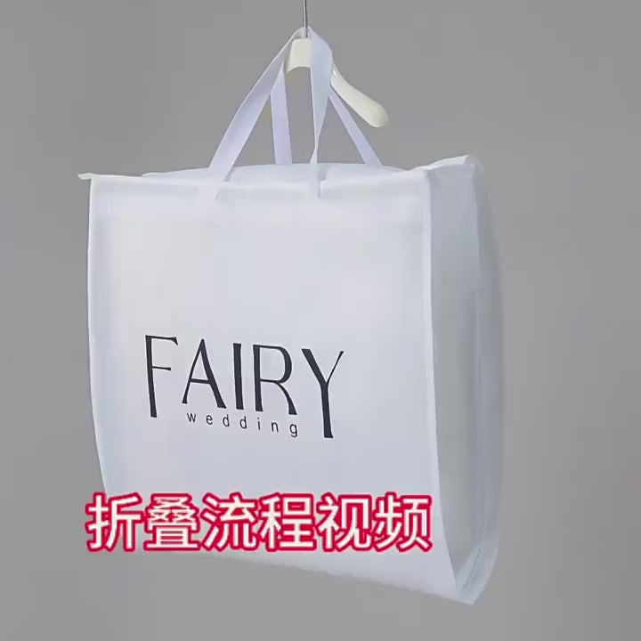 Dustproof Garment Bag in White Full-Zip Foldable Cover for Wedding Dress