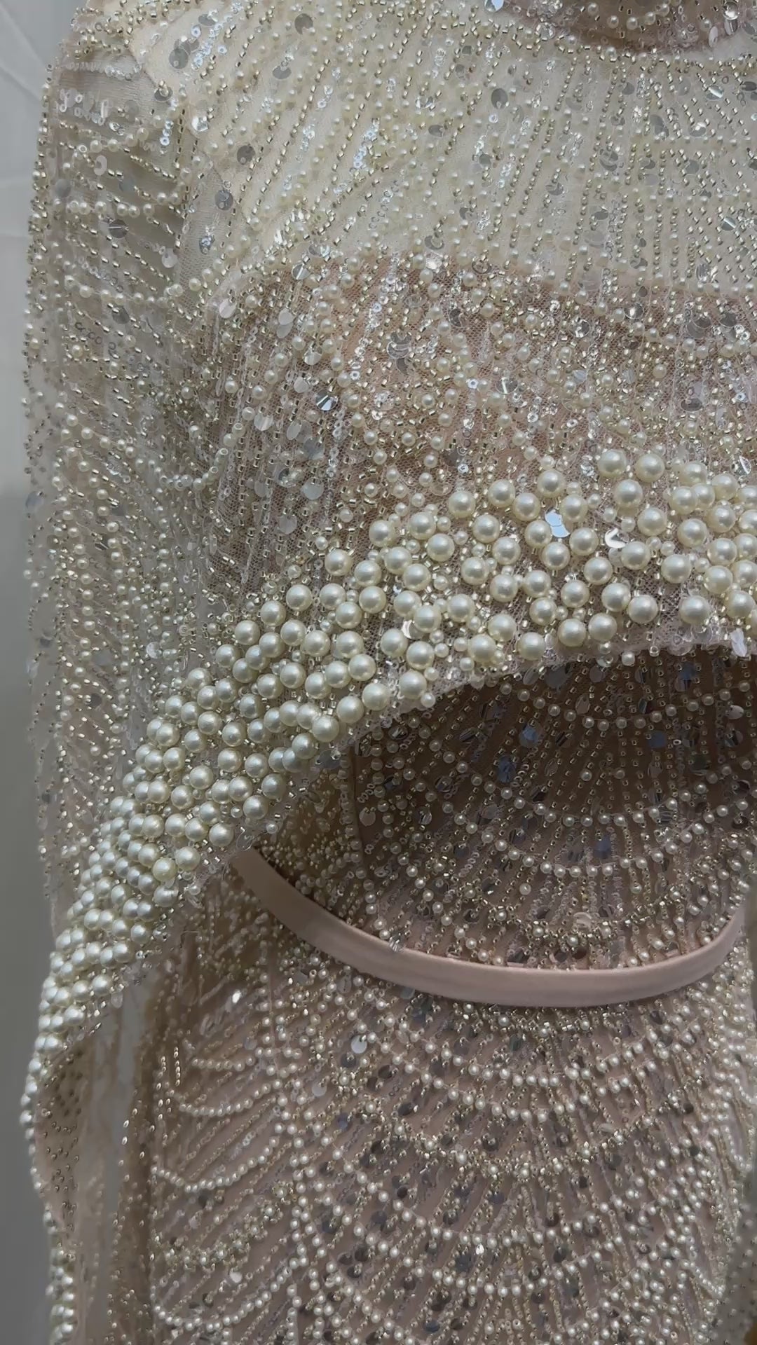 Luxury Champagne Beaded Cape Evening Dress SL122