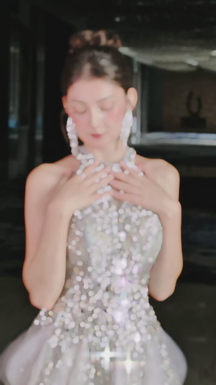Couture Glitter with 3D Floral Details Princess Prom Dress SL155