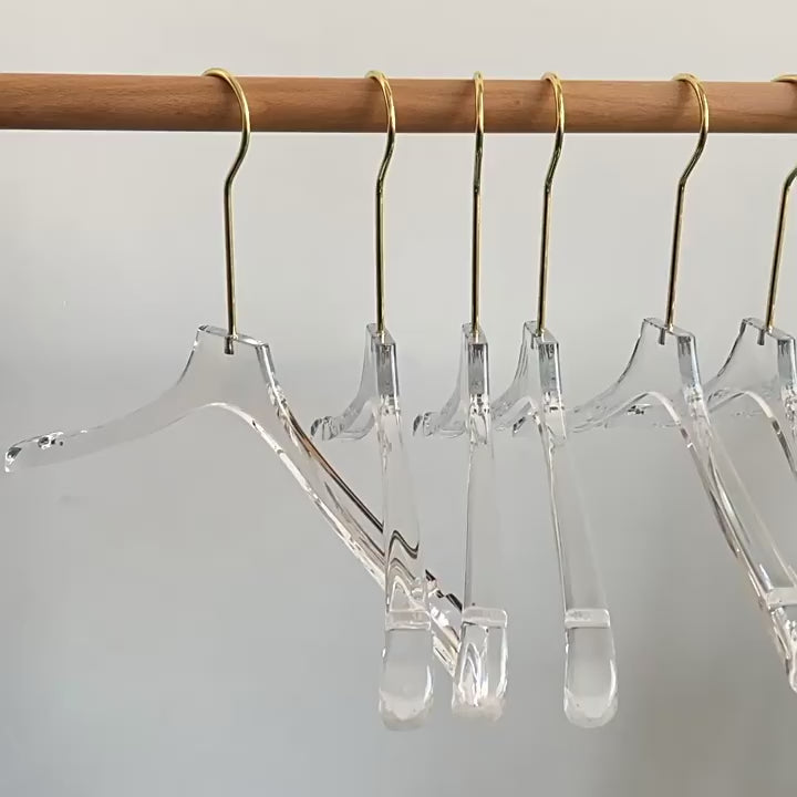 Clear Acrylic Hangers with Silver Hooks Premium Crystal Look Closet Hangers for Dresses Blouses Coats