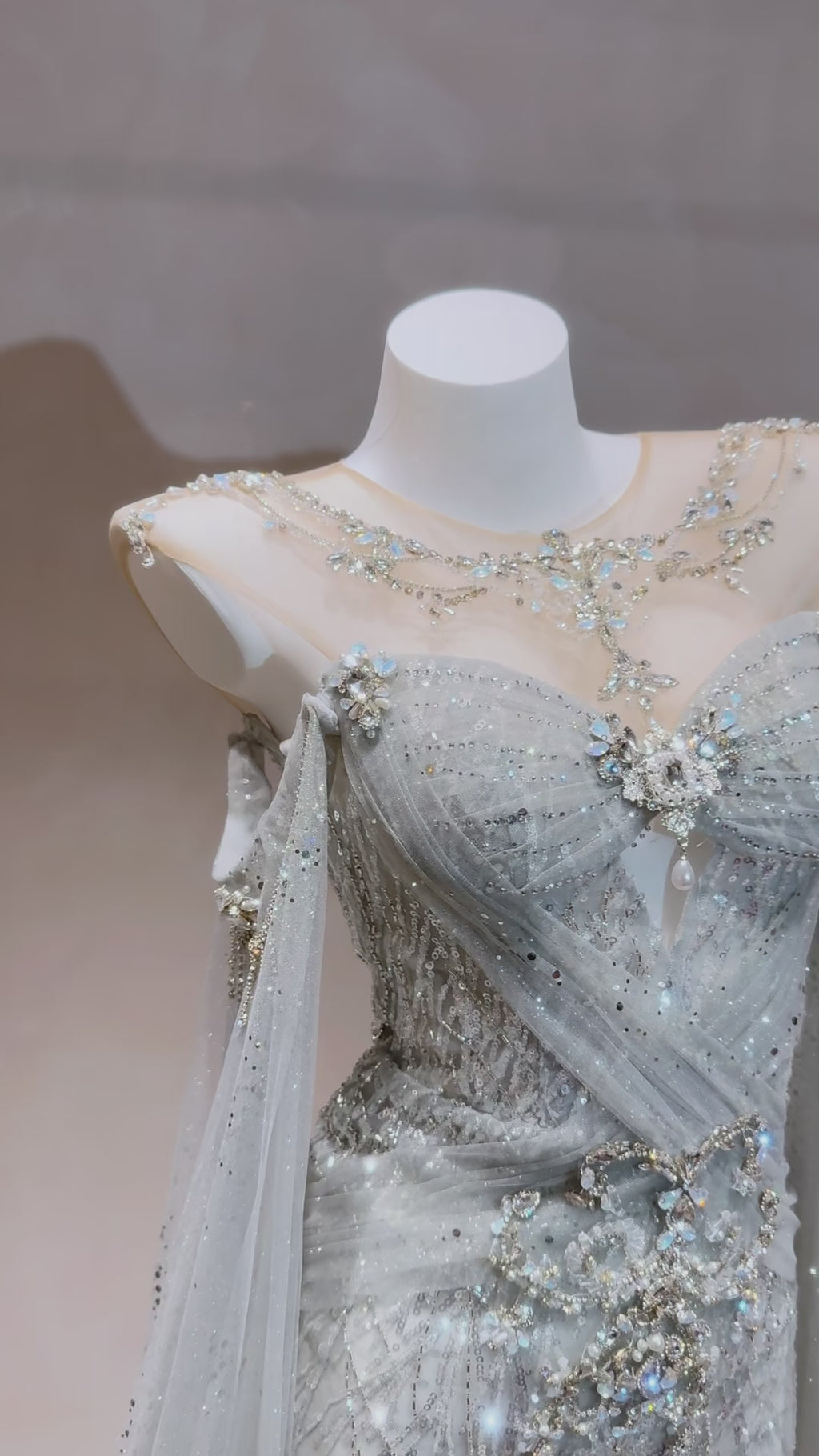 Elegant Sequin Lace with French Tulle Evending Dress TD013