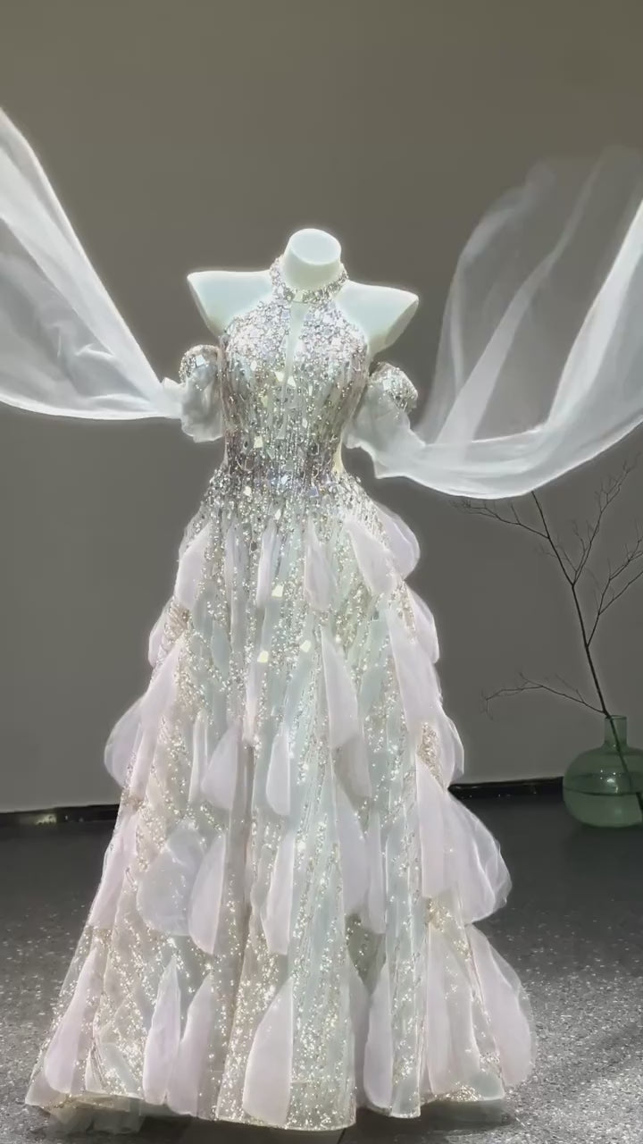 Couture Glitter with 3D Floral Details Princess Prom Dress SL155