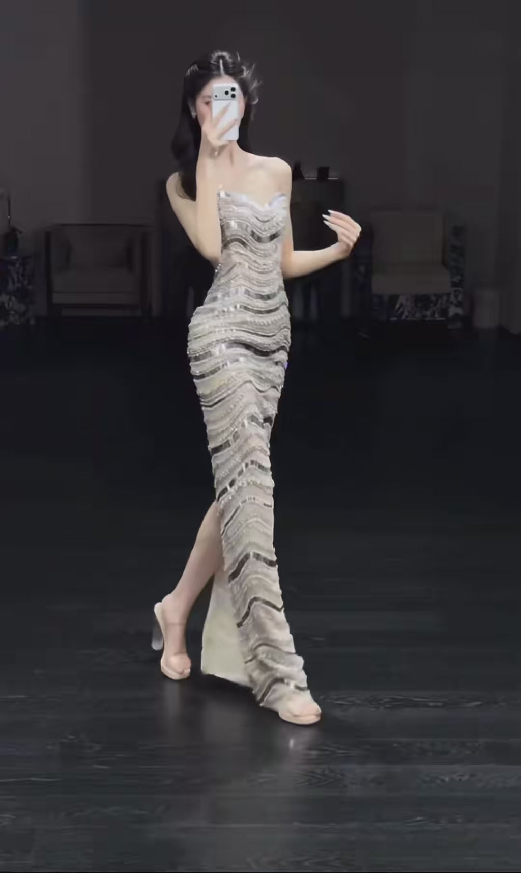 TwinkleGowns SL214 Silver Sequin Strapless Sweetheart Mermaid Evening Gown