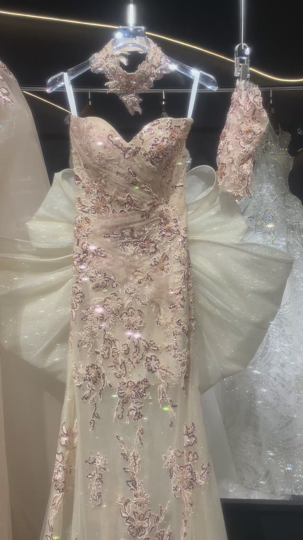 Romantic Gold Evening Dress with Dramatic Tulle Overskir SL142