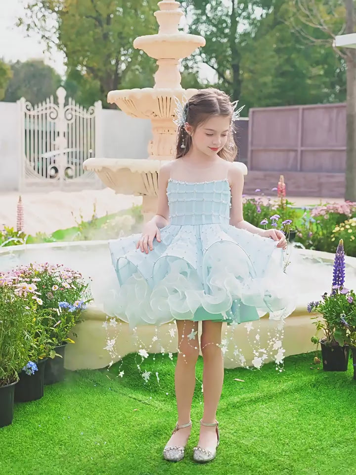 Luxury Beaded Tulle Dress for Girls Runway Piano Performance Pageant Birthday Party