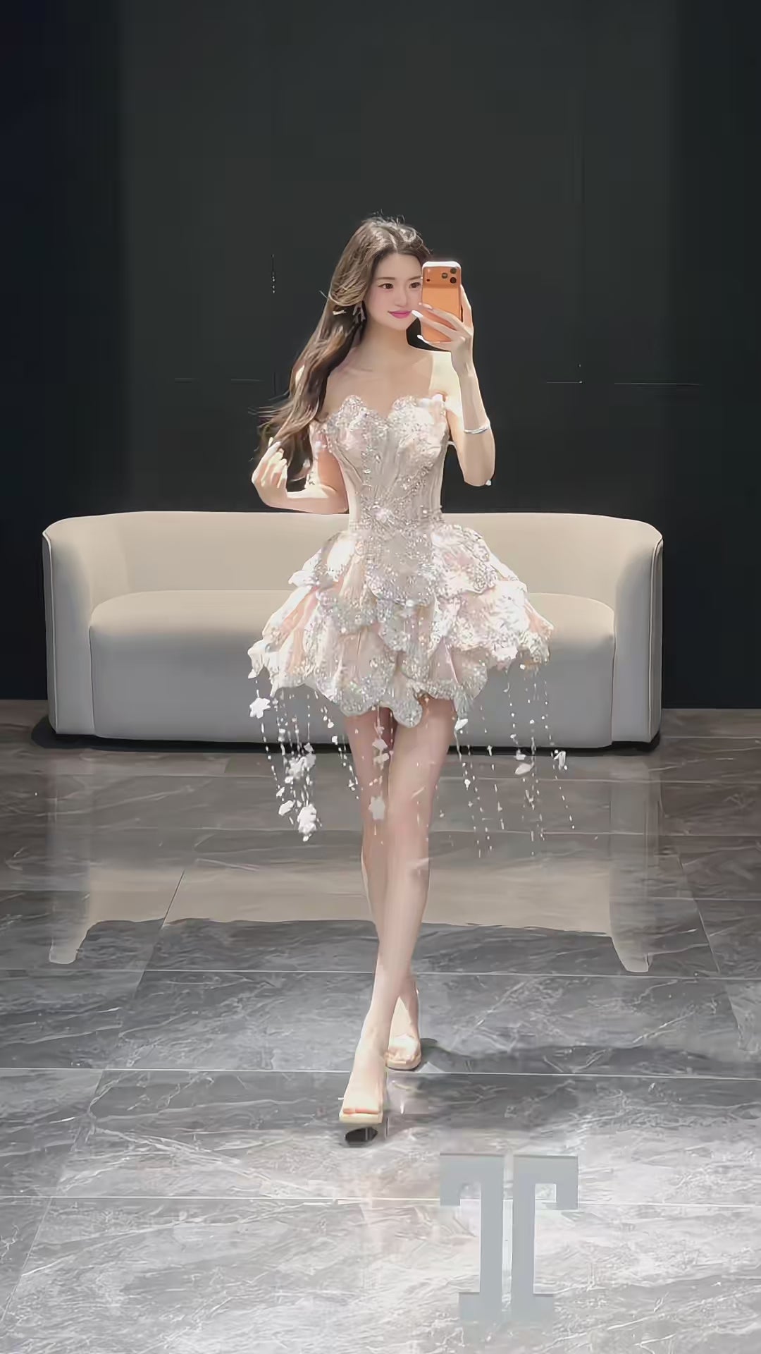 Luxury Blush Pink Crystal Fairy Mini Dress Couture Cocktail & Party Dress SL159