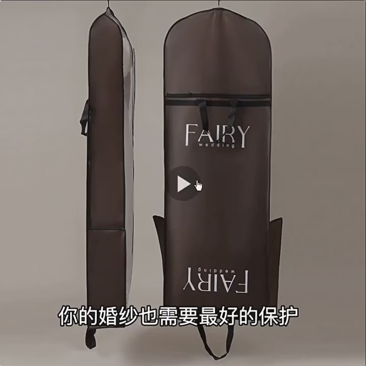 Dustproof Garment Bag in Smoke Grey Full-Zip Foldable Cover for Wedding Dress