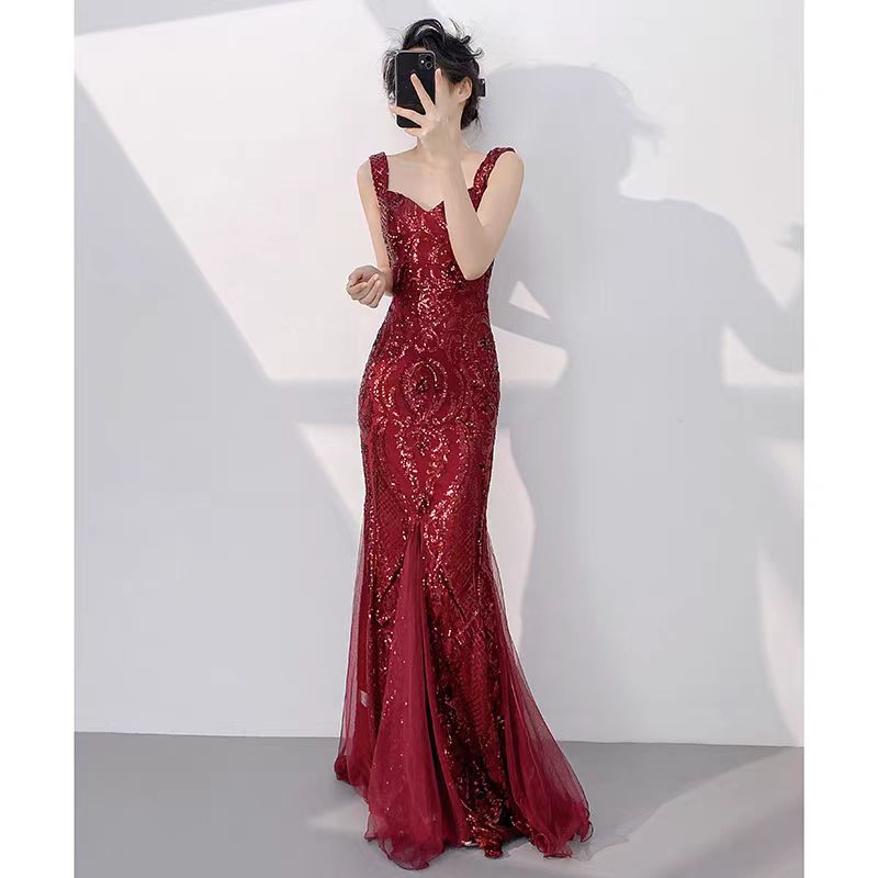Elegant Sparkling Green Mermaid Gown Evening Dress