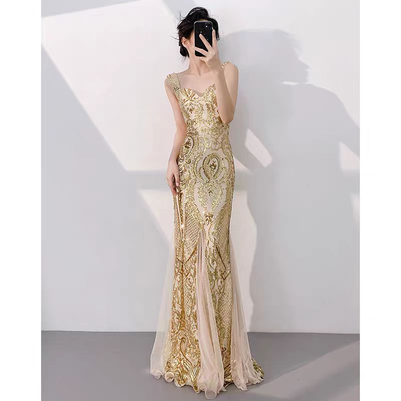 Elegant Sparkling Green Mermaid Gown Evening Dress