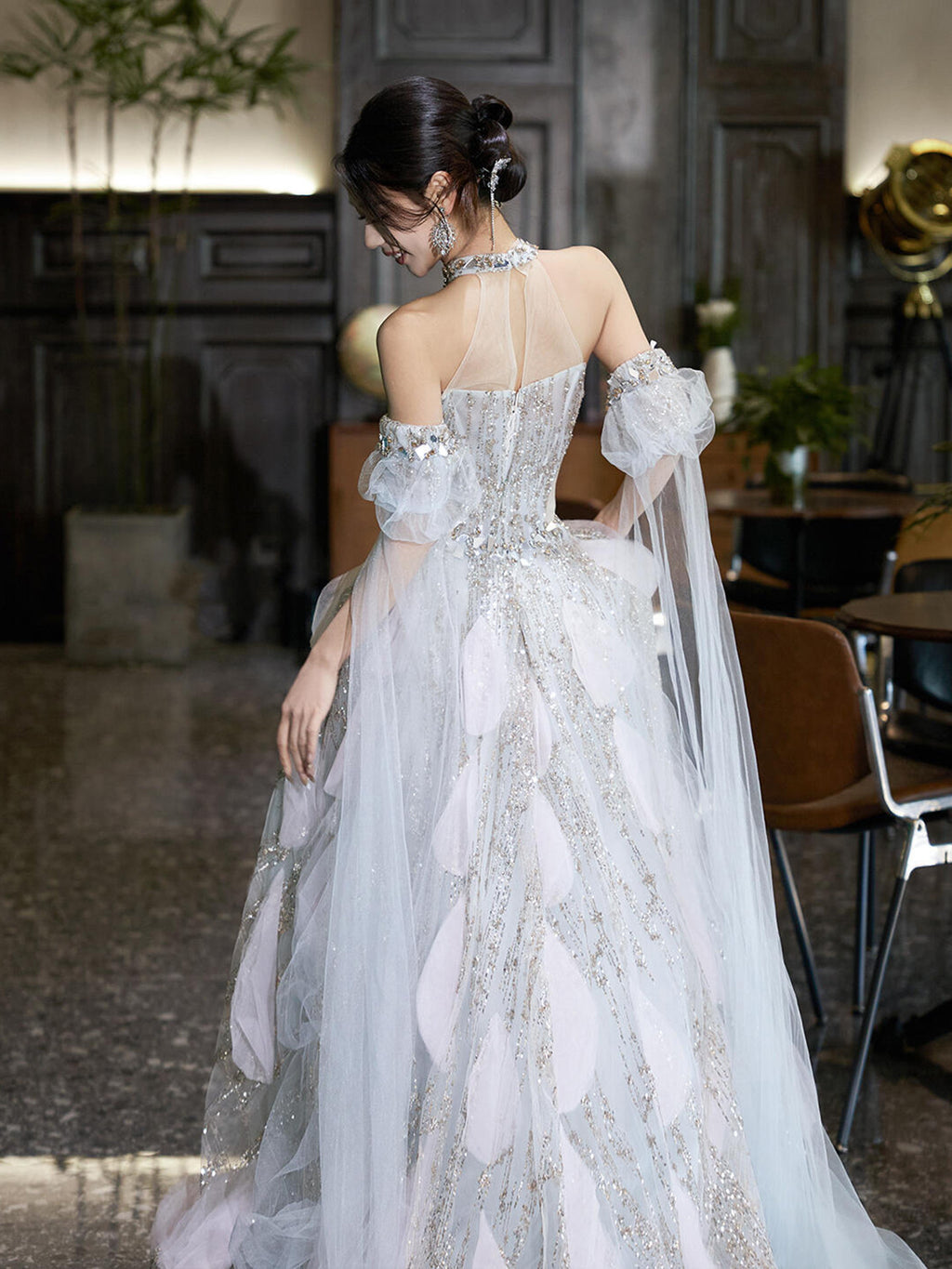 Couture Glitter with 3D Floral Details Princess Prom Dress SL155