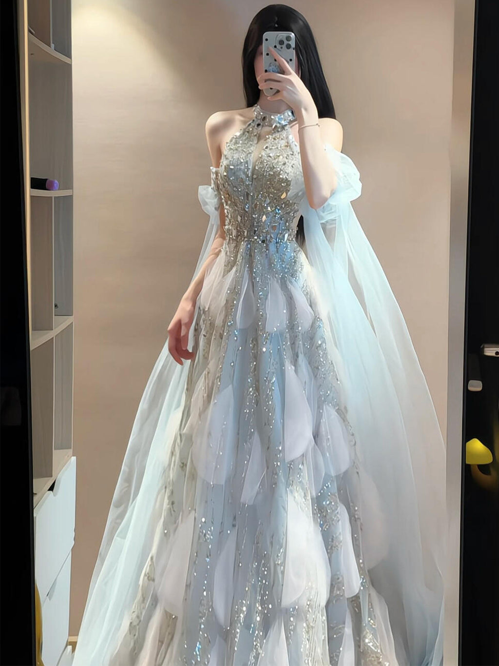 Couture Glitter with 3D Floral Details Princess Prom Dress SL155