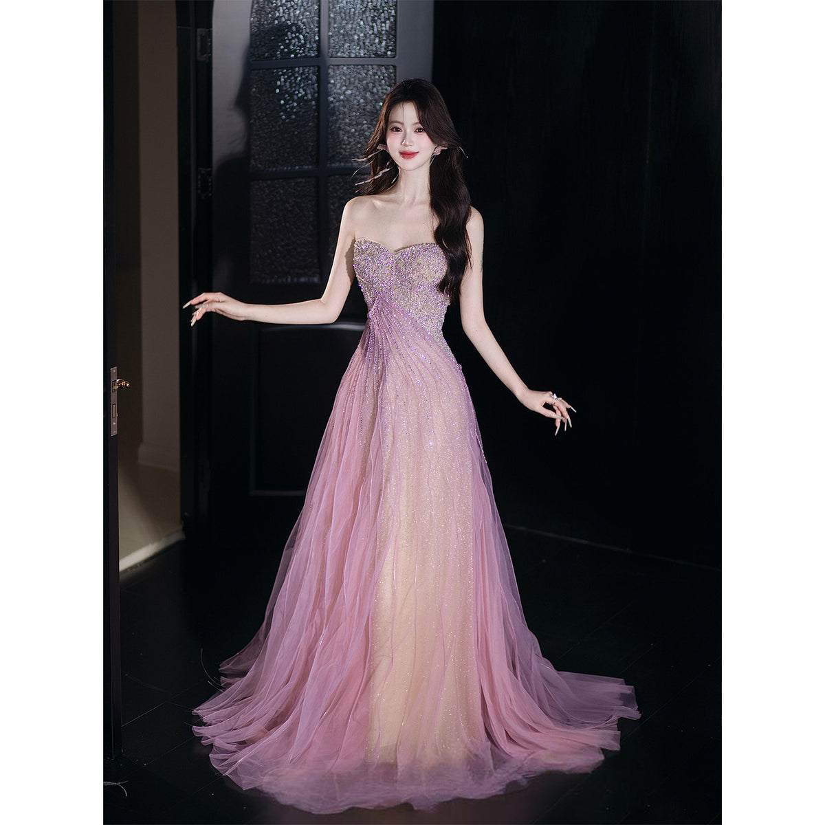 Sparkly Lilac Tulle Prom Dress with Sweetheart Neckline SL200
