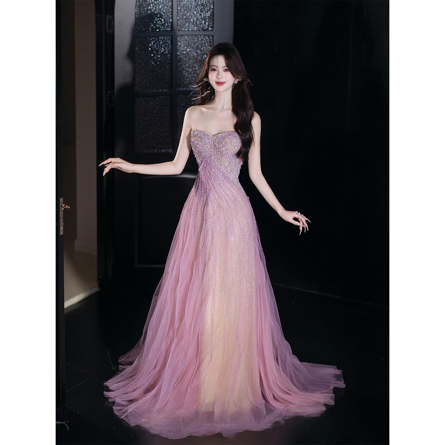 Sparkly Lilac Tulle Prom Dress with Sweetheart Neckline SL200
