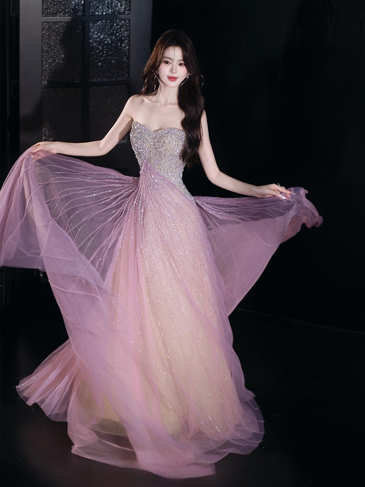 Sparkly Lilac Tulle Prom Dress with Sweetheart Neckline SL200
