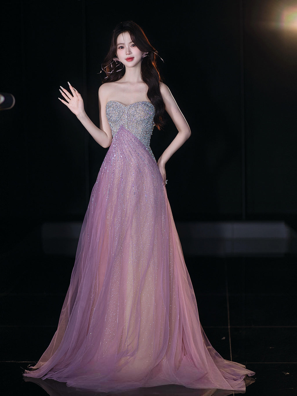 Sparkly Lilac Tulle Prom Dress with Sweetheart Neckline SL200