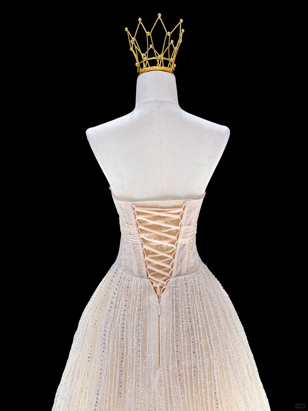 Champagne Glitter Bow Sweetheart Sparkle Ball Gown Evening Dress SL230