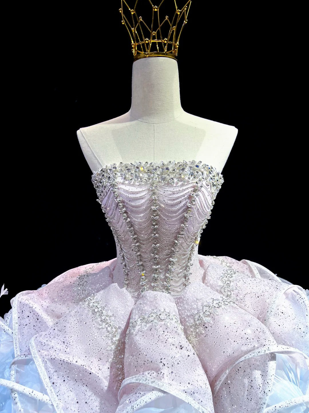 SL240 White Crystal Corset Mini Prom Dress with 3D Floral Skirt