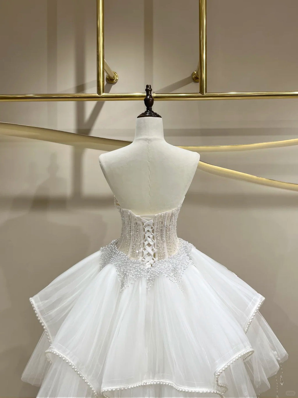 SL242 White Strapless Mini Prom Dress with Crystal Beaded Corset Layered Ruffle Skirt